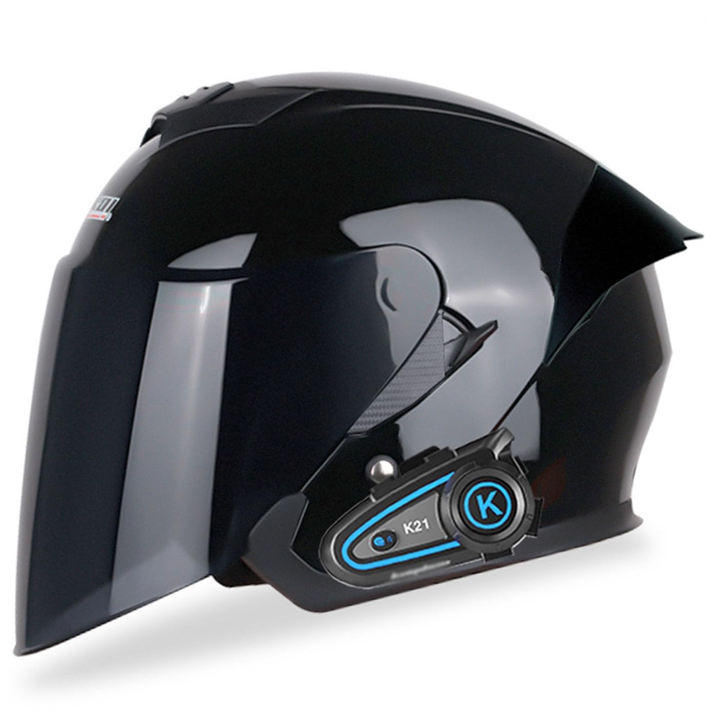 Retro Motorrad Halbhelme Motorradhelm Für Herren Damen DOT/ECE-Zertifizierung 3/4 Bluetooth Jethelm Schutzhelm Mit Visier Halbschalenhelm Braincap Offenem Helm Roller-Helm 22,XL:61-62CM von HaiBing