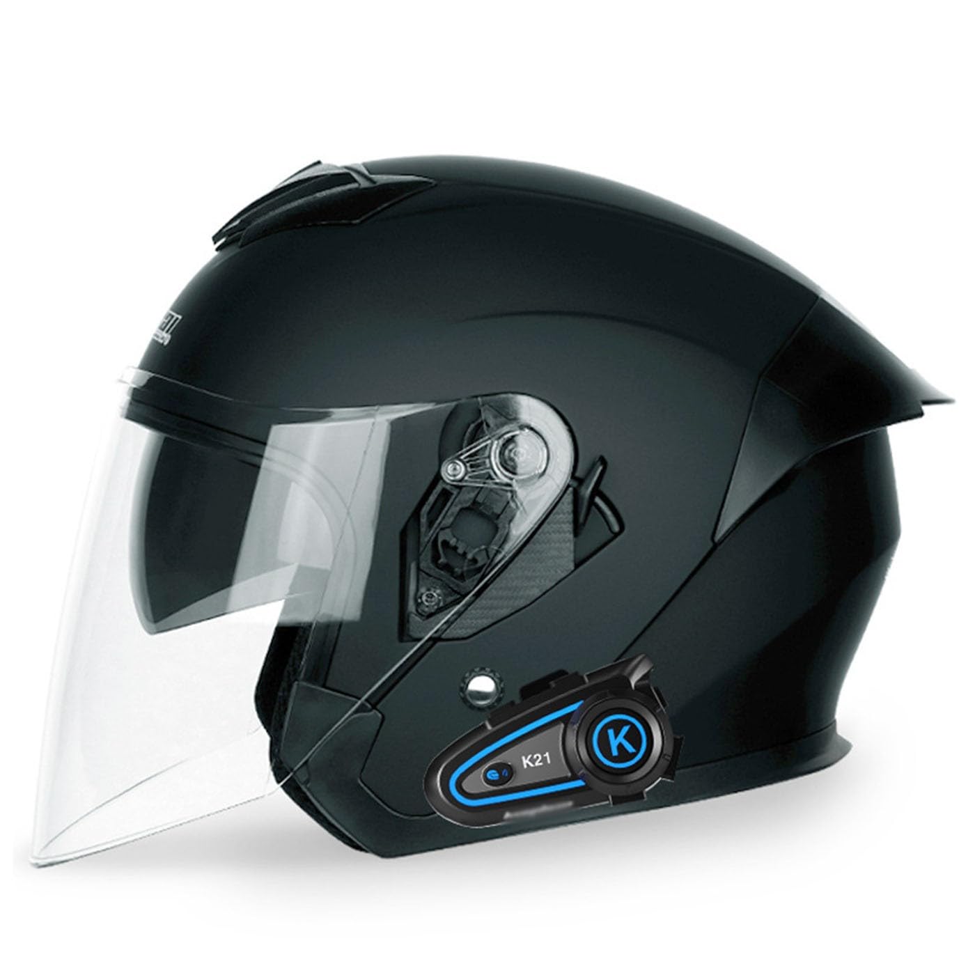 Retro Motorrad Halbhelme Motorradhelm Für Herren Damen DOT/ECE-Zertifizierung 3/4 Bluetooth Jethelm Schutzhelm Mit Visier Halbschalenhelm Braincap Offenem Helm Roller-Helm 7,XXL:63-64CM von HaiBing