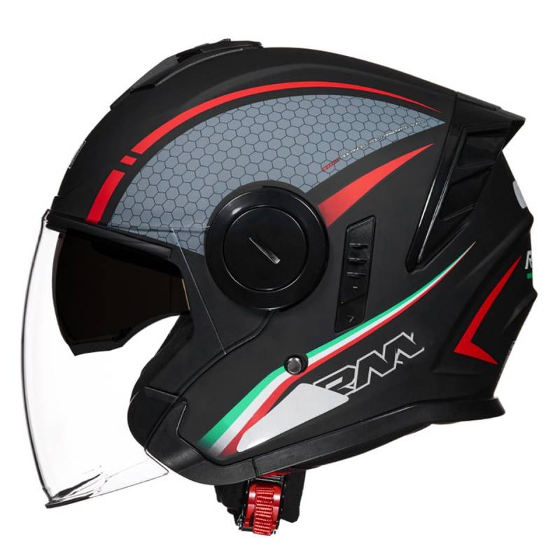 Retro Motorrad Halbhelme Motorradhelm Für Herren Damen DOT/ECE-Zertifizierung 3/4 Jethelm Halbschalenhelm Mit Doppeltes Visier Scooter Erwachsene Offenem Helm Roller-Helm 20,L:59-60CM von HaiBing