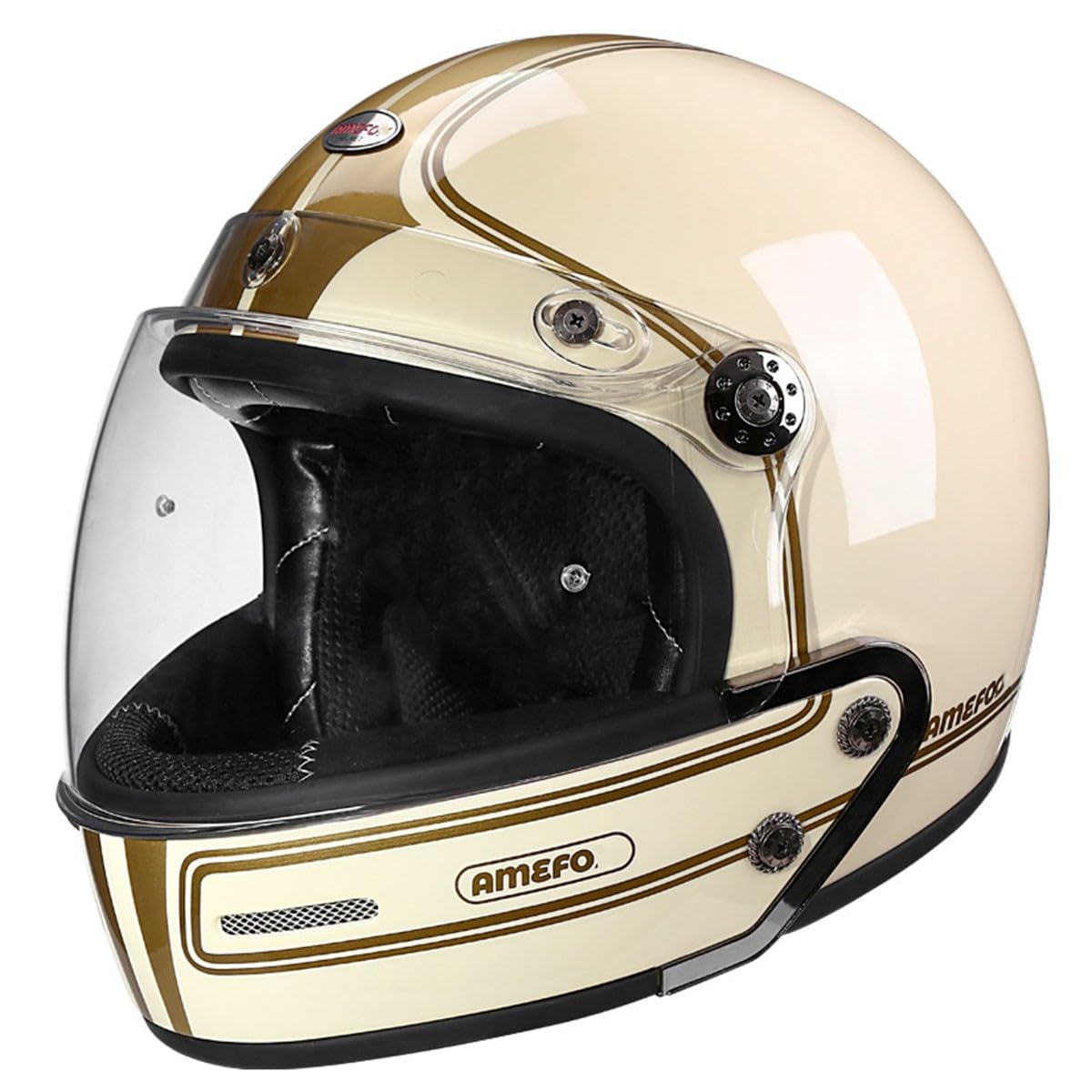 Retro Motorrad Halbhelme Motorradhelm Für Herren Und Damen DOT/ECE-Zertifizierung 3/4 Jethelm Halbschalenhelm Mit Visier Demontagekombinationshelm Scooter Offenem Helm 15,L:59-60CM von HaiBing