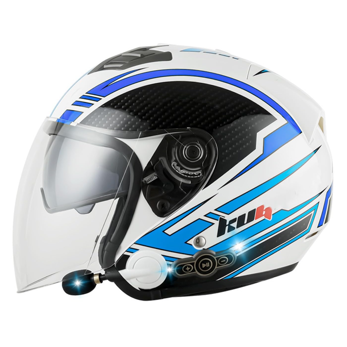 Retro-Motorradhelm Bluetooth Jethelm Rollerhelm Mit Visier Offenem Helm Deutsche Motorrad Halbhelme Mopedhelm DOT/ECE Zertifiziert Für Erwachsene Männer Und Frauen 5,M:57-58CM von HaiBing