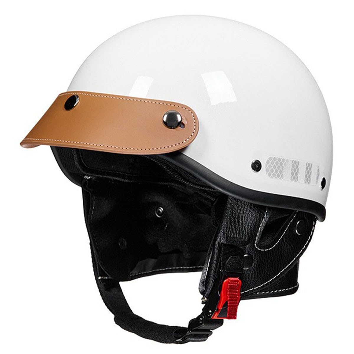 Vintage Deutsche Motorrad Halbhelme Braincap Jethelm Roller-Helm DOT/ECE Zugelassen Halbschalenhelm Motorradhelm Für Herren Damen Mit Brille Offenem Helm Sturzhelm Scooter-Helm 12,L:58-62CM von HaiBing