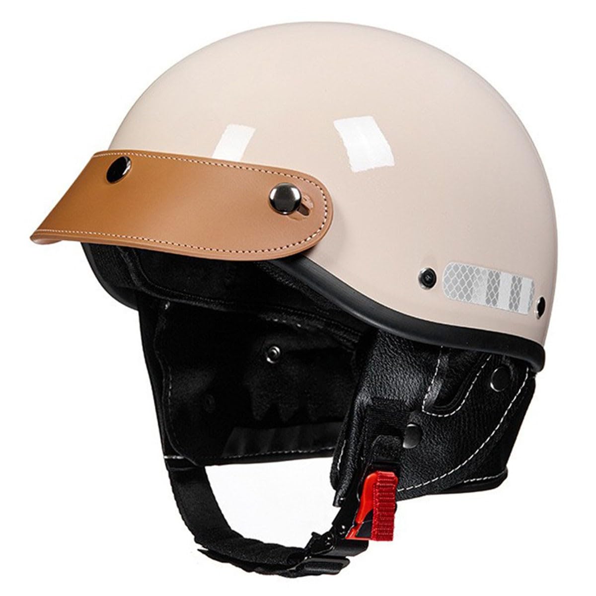 Vintage Deutsche Motorrad Halbhelme Braincap Jethelm Roller-Helm DOT/ECE Zugelassen Halbschalenhelm Motorradhelm Für Herren Damen Mit Brille Offenem Helm Sturzhelm Scooter-Helm 3,L:58-62CM von HaiBing