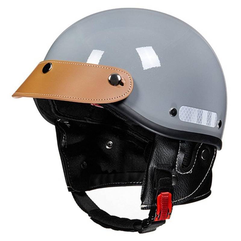 Vintage Deutsche Motorrad Halbhelme Braincap Jethelm Roller-Helm DOT/ECE Zugelassen Halbschalenhelm Motorradhelm Für Herren Damen Mit Brille Offenem Helm Sturzhelm Scooter-Helm 6,L:58-62CM von HaiBing