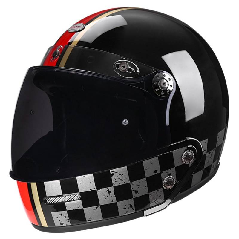 Vintage Jethelm Motorrad-Helm Rollerhelm Sturzhelm Mit Visier Sonnenblende Offenem Helm Halbschalenhelm Scooter-Helm Für Erwachsene Männer Frauen DOT/ECE-Zertifizierung 10,L:59-60CM von HaiBing