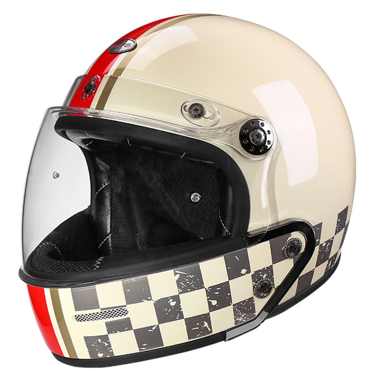 Vintage Jethelm Motorrad-Helm Rollerhelm Sturzhelm Mit Visier Sonnenblende Offenem Helm Halbschalenhelm Scooter-Helm Für Erwachsene Männer Frauen DOT/ECE-Zertifizierung 11,M:57-58CM von HaiBing