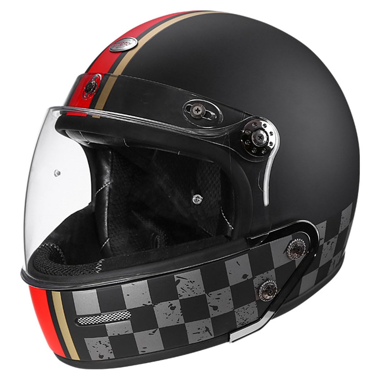 Vintage Jethelm Motorrad-Helm Rollerhelm Sturzhelm Mit Visier Sonnenblende Offenem Helm Halbschalenhelm Scooter-Helm Für Erwachsene Männer Frauen DOT/ECE-Zertifizierung 13,XXL:63-64CM von HaiBing