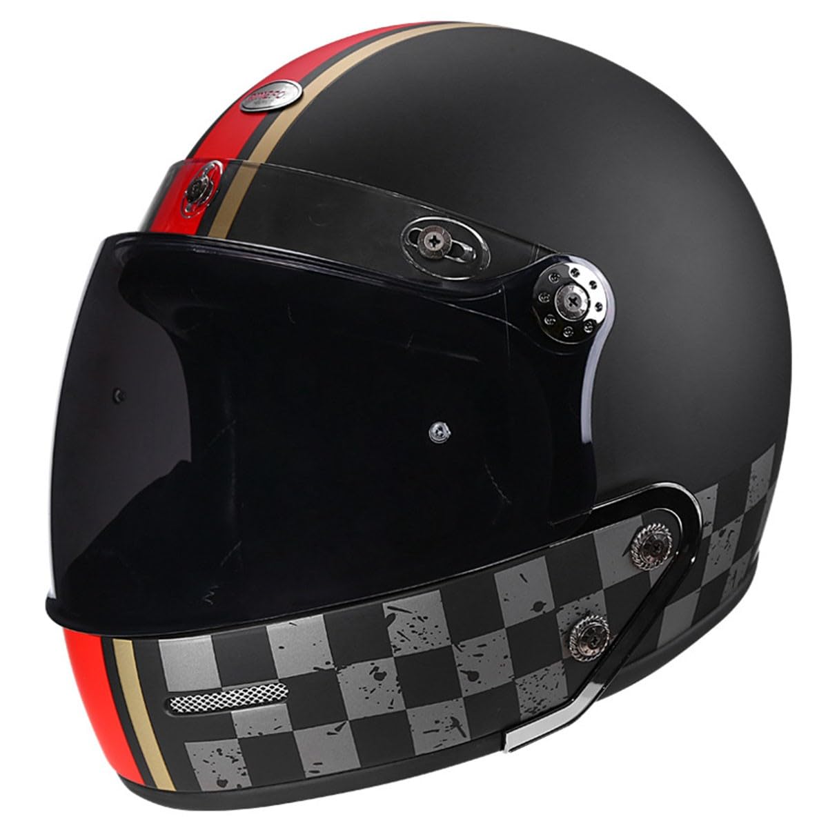 Vintage Jethelm Motorrad-Helm Rollerhelm Sturzhelm Mit Visier Sonnenblende Offenem Helm Halbschalenhelm Scooter-Helm Für Erwachsene Männer Frauen DOT/ECE-Zertifizierung 14,M:57-58CM von HaiBing