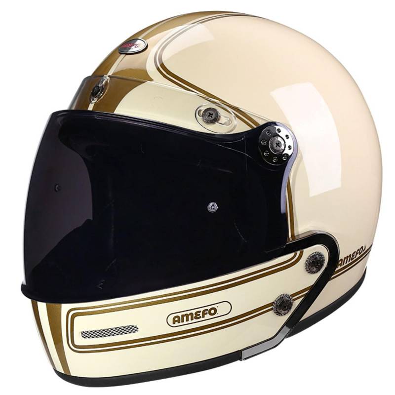 Vintage Jethelm Motorrad-Helm Rollerhelm Sturzhelm Mit Visier Sonnenblende Offenem Helm Halbschalenhelm Scooter-Helm Für Erwachsene Männer Frauen DOT/ECE-Zertifizierung 22,XL:61-62CM von HaiBing