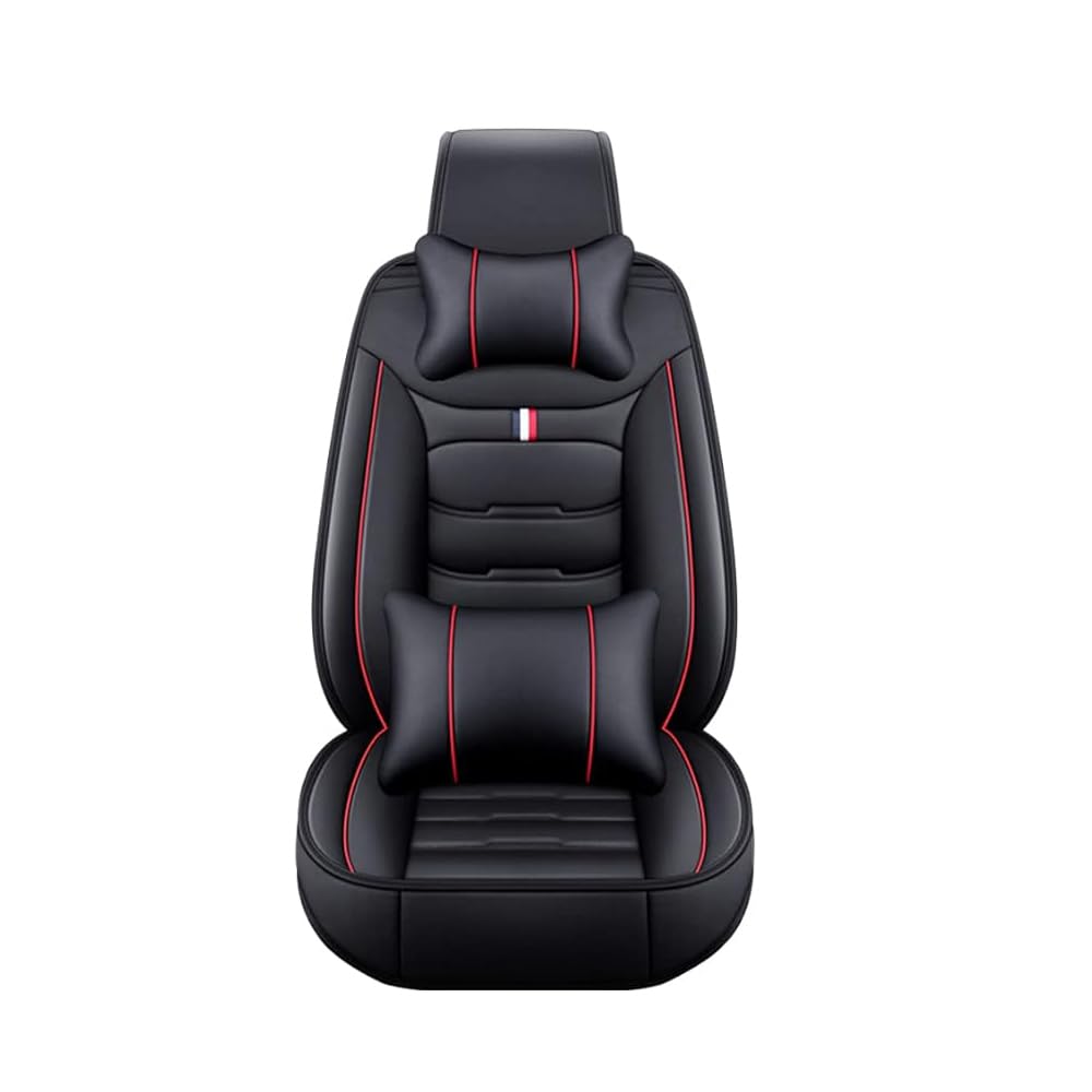 Auto Sitzbezügesets, für Hyundai ix35 PU Leder Porosität Autositzbezügen | Vorne und Hinten Sitzschoner Zubehör, Deluxe Version- black and red von HaiZer