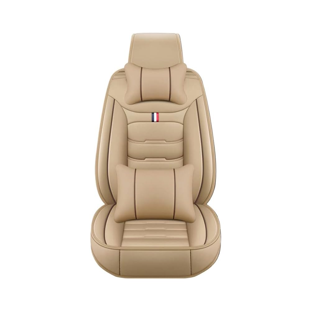Auto Sitzbezügesets, für Peugeot 2008 2020-2022 PU Leder Porosität Autositzbezügen | Vorne und Hinten Sitzschoner Zubehör, Deluxe Version-Beige von HaiZer
