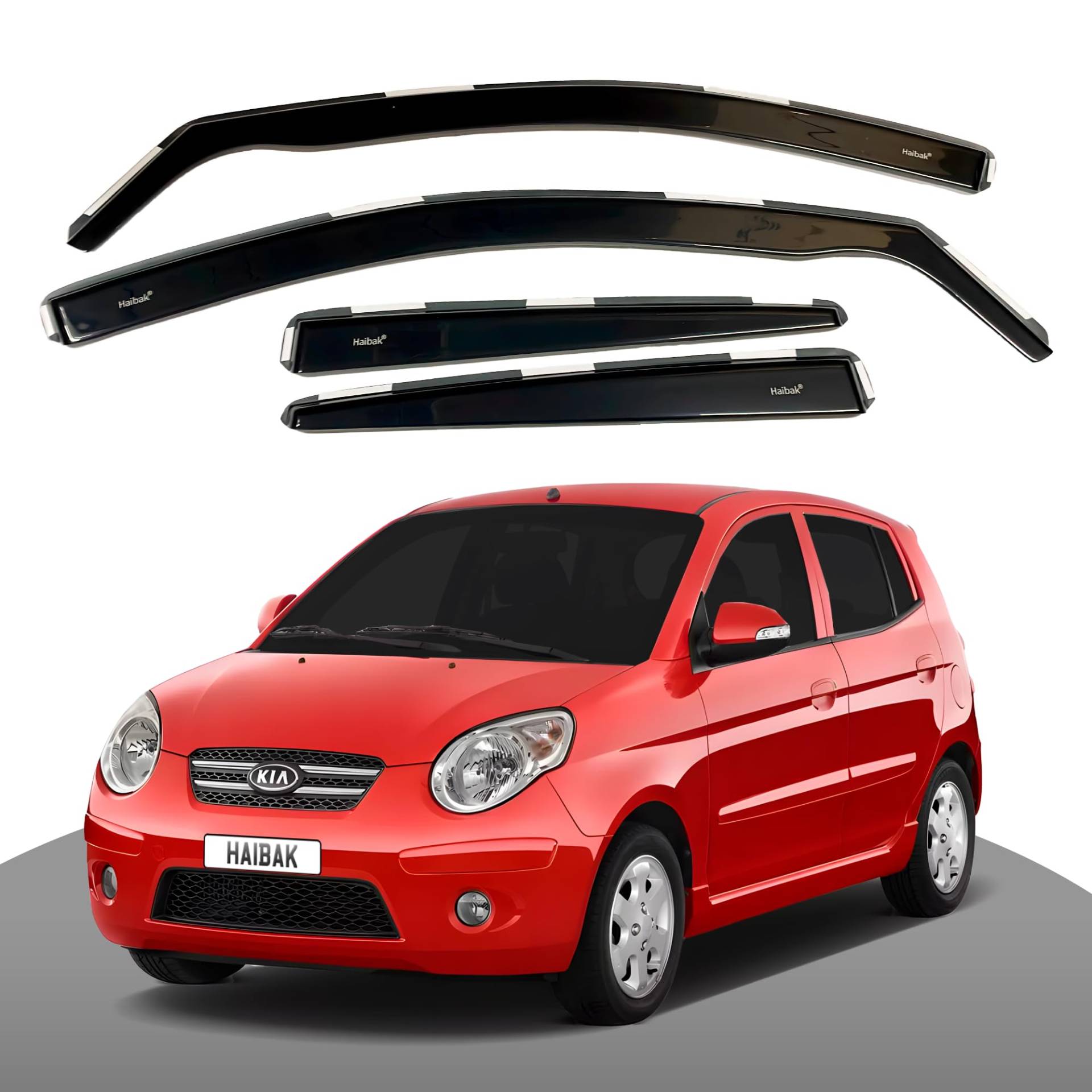 Haibak Windabweiser-Set, kompatibel mit Kia Picanto 2004–2011, 5-Türer, 4 Stück in Kanalmontage von Haibak