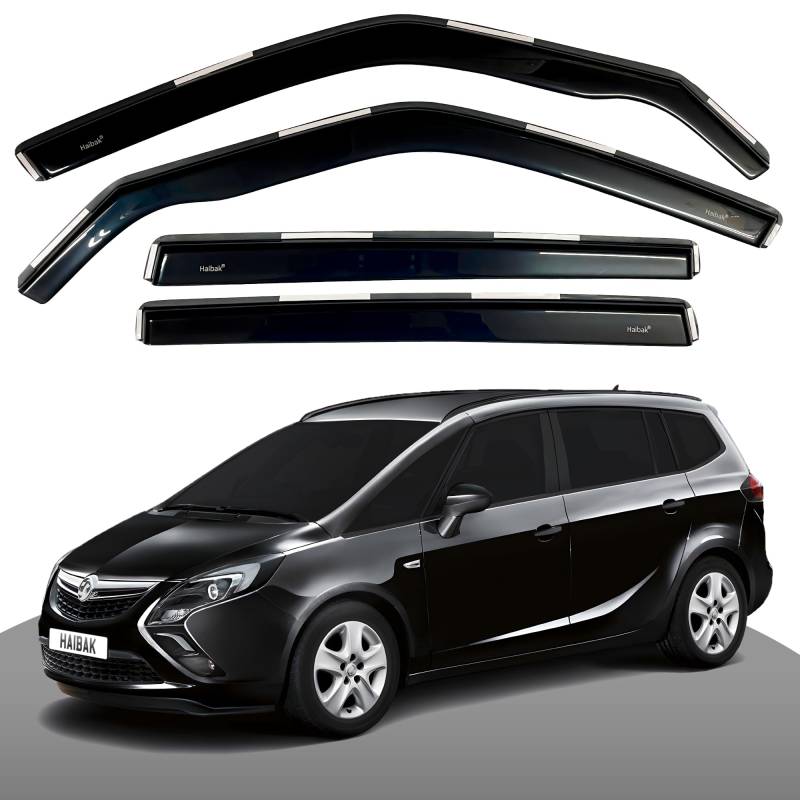 Haibak Windabweiser-Set, kompatibel mit Opel Zafira Tourer C 2012–2019, MK3, 5-Türer, 4 Stück in Kanalmontage von Haibak