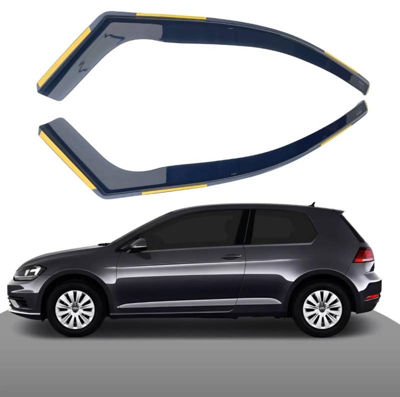 Haibak Windabweiser-Set, kompatibel mit VW Golf MK7, 3-Türer, Schrägheck, 2 Stück, 2013–2019, getönt in Kanalanpassung von Haibak