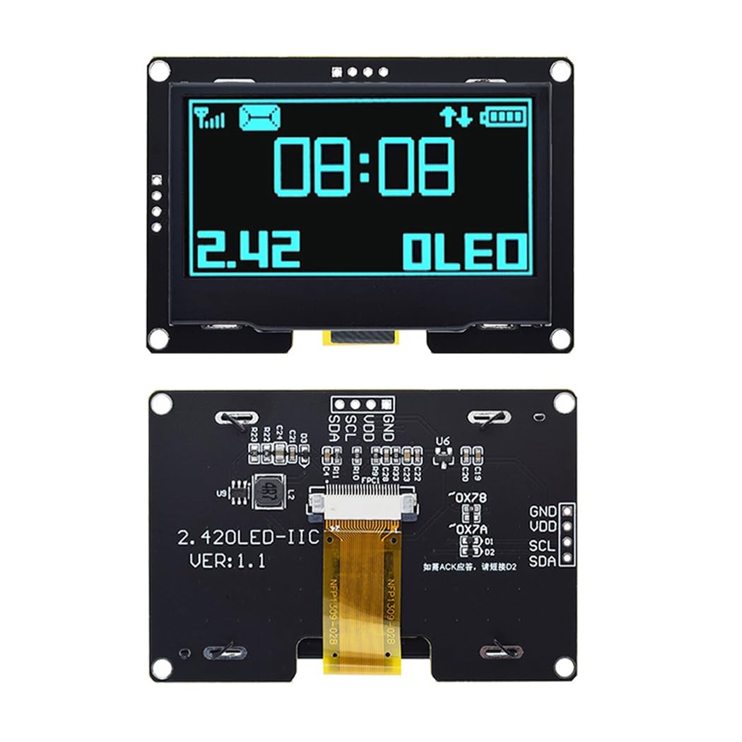 Hailege 2,42" SSD1309 128x64 OLED Display Modul 2,42 Zoll 4 Pin OLED LCD Display Modul (IIC Blau) von Hailege