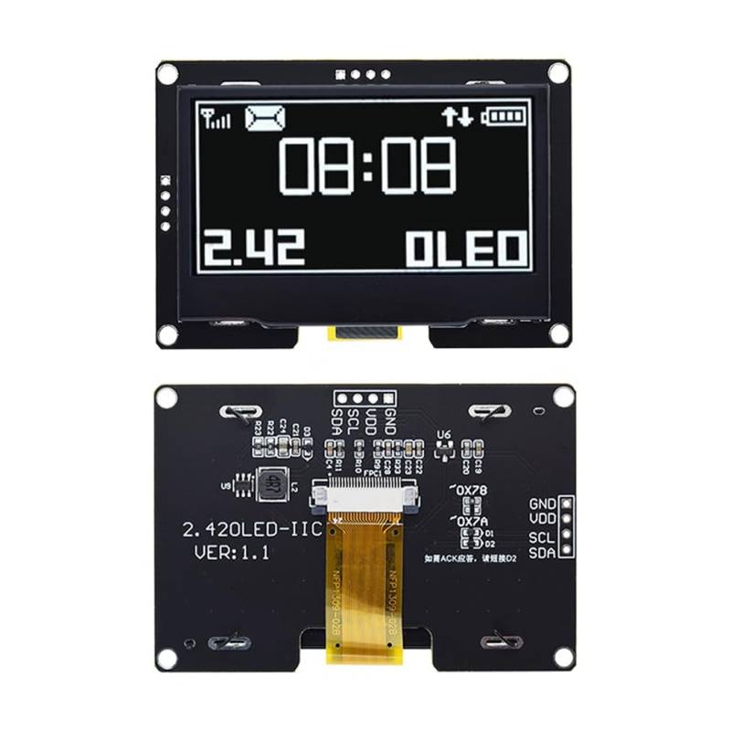 Hailege 2,42" SSD1309 128x64 OLED Display Modul 2,42 Zoll 4 Pin OLED LCD Display Modul (IIC Weiß) von Hailege