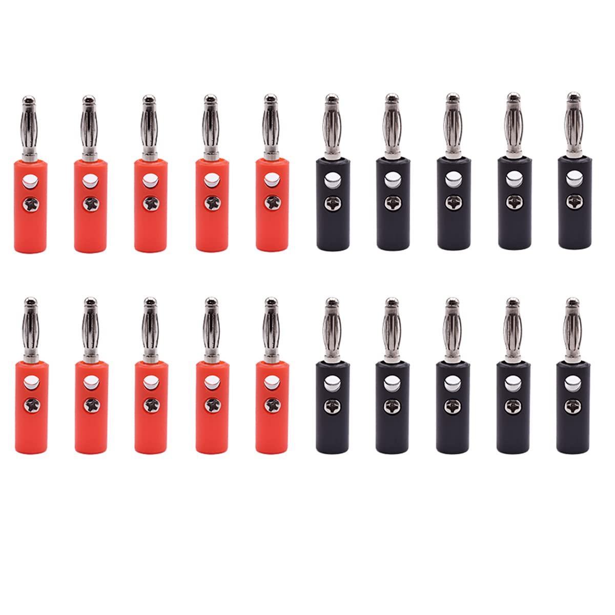 Hailege 20pcs 4MM Bananenstecker Stecker Audio Verstärker Bananenstecker Lautsprecher Buchse Klemmen Steckverbinder (10 Rot + 10 Schwarz) von Hailege