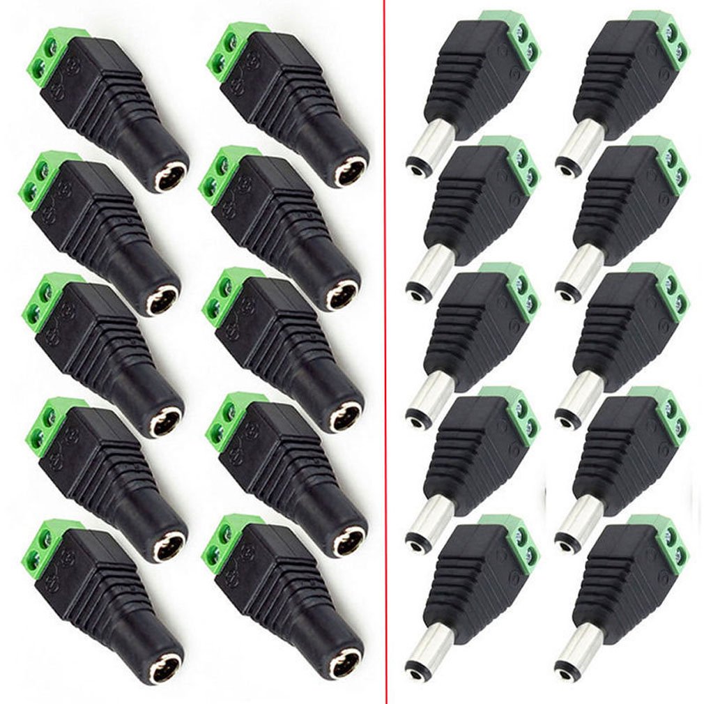 Hailege 20pcs 5.5 * 2.1mm DC Power Plug Male+Female CCTV 12V Power Terminal Connector Power Plug von Hailege