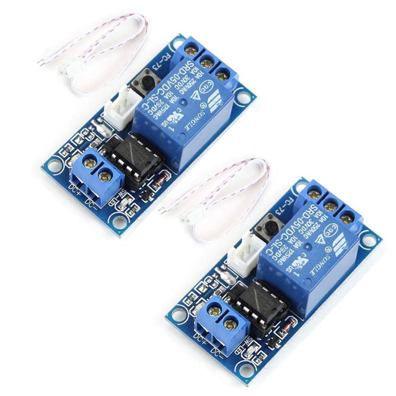 Hailege 2pcs 5V 1 Kanal selbstverriegelndes bistabiles Ein-Knopf-Start/Stopp-Relaismodul-Relais-Schalter für MCU-Steuerung von Hailege