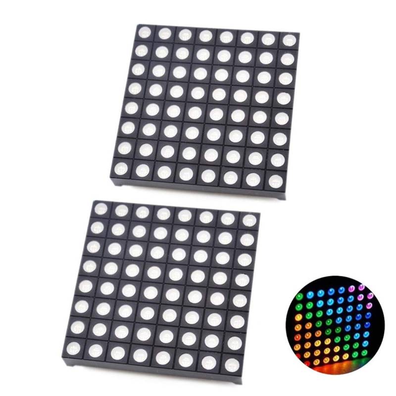 Hailege 2pcs 8x8 Matrix RGB LED Common Anode Full Colour LED Matrix Module 60x60mm Compatible to Colorduino von Hailege