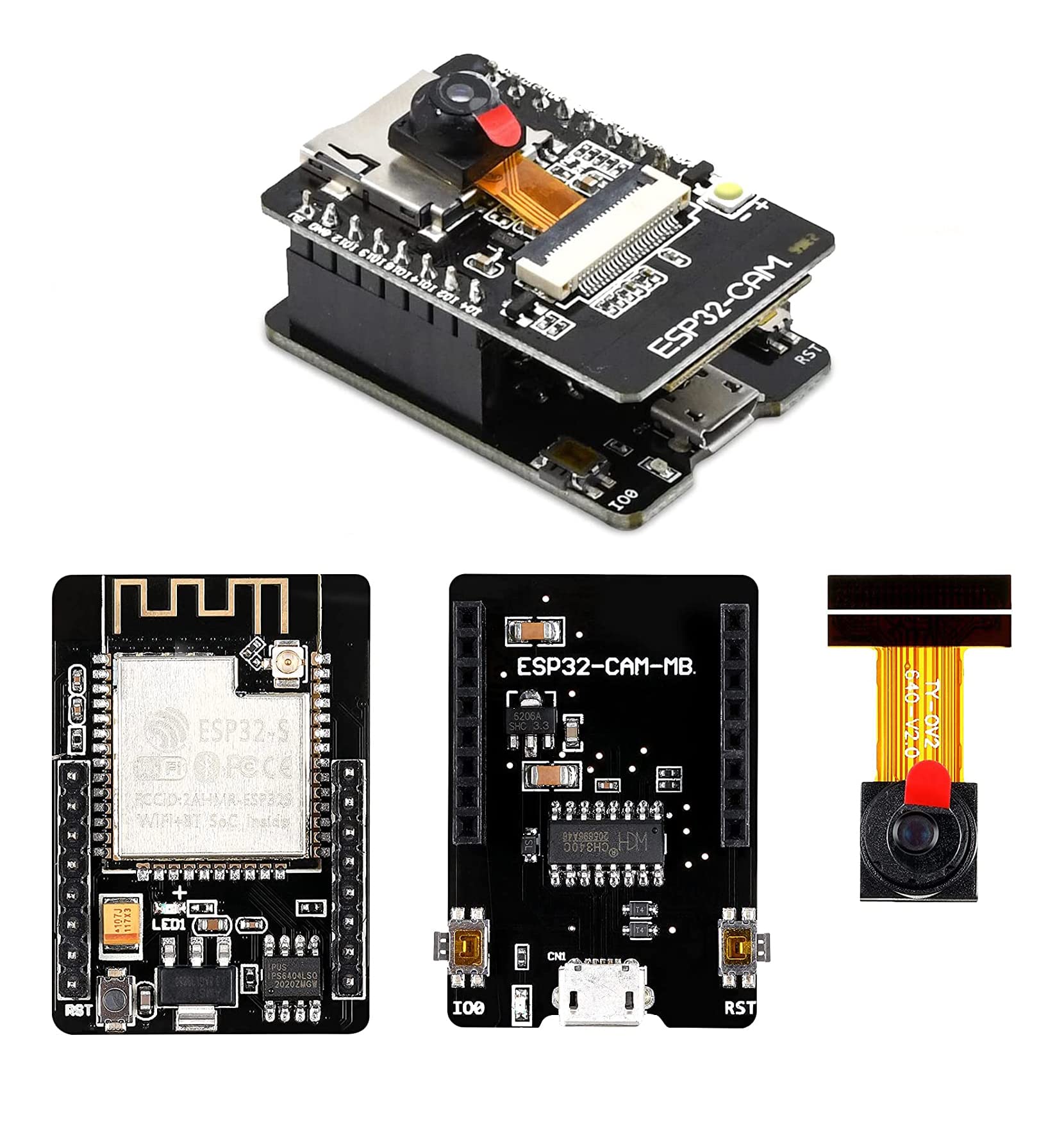 Hailege 2pcs ESP32-CAM ESP32 OV2640 Kameramodul Wireless WiFi Bluetooth Modul OV2640 2MP TF Karte Kamera Entwicklungsboard mit Kamera von Hailege