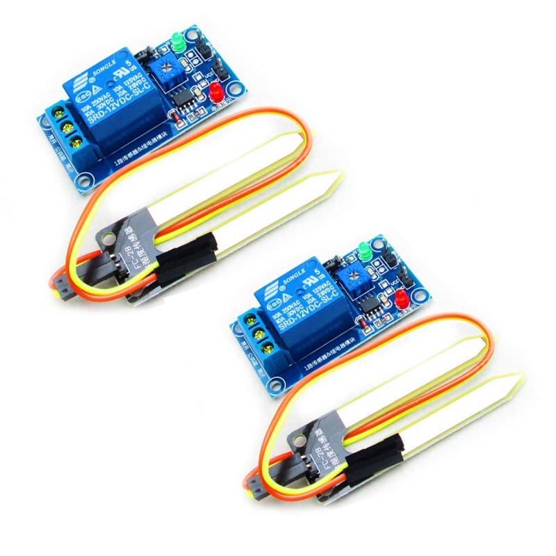 Hailege 2pcs LM393 12V Bodenfeuchte-Relaismodul Bodenfeuchtesensor mit Bodenfeuchtesonde Dupont Drähte für Smart Car von Hailege