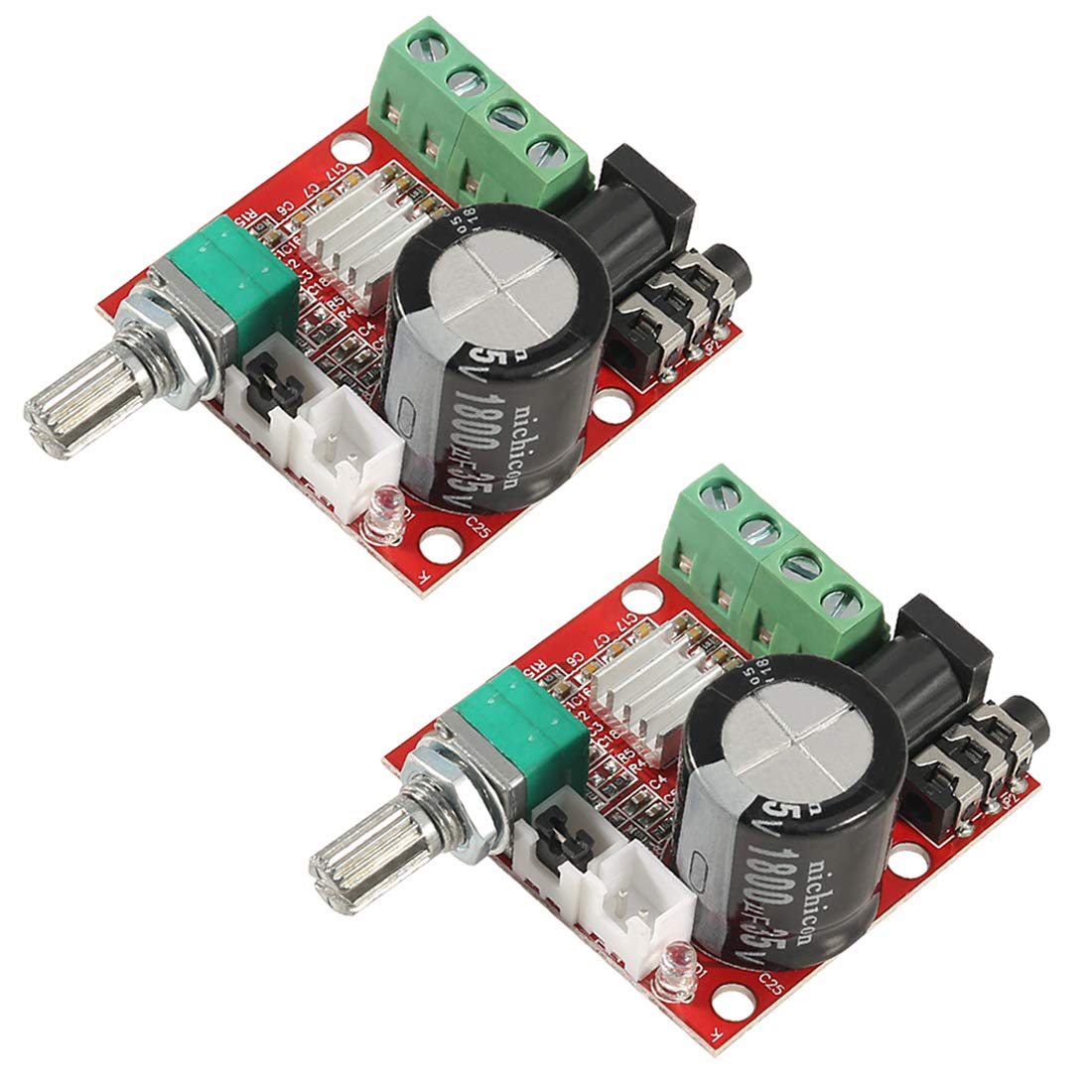 Hailege 2pcs PAM8610 Mini Stereo AMP Audio Amplify Board Digital Portable Ampli Modul 10W + 10W Zweikanal-Verstärker Class-D 12V DC von Hailege