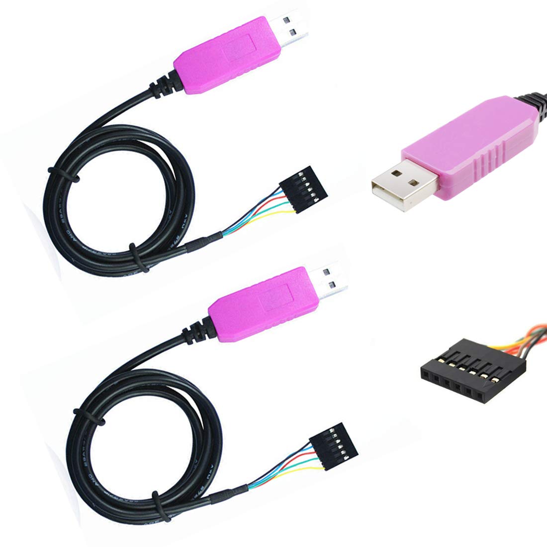 Hailege 2pcs PL2303HXD USB zu RS232 USB zu TTL USB zu UART Serielles Adapterkabel RS232 Download Kabel 6Pin für win XP VISTA 7 8 Android von Hailege