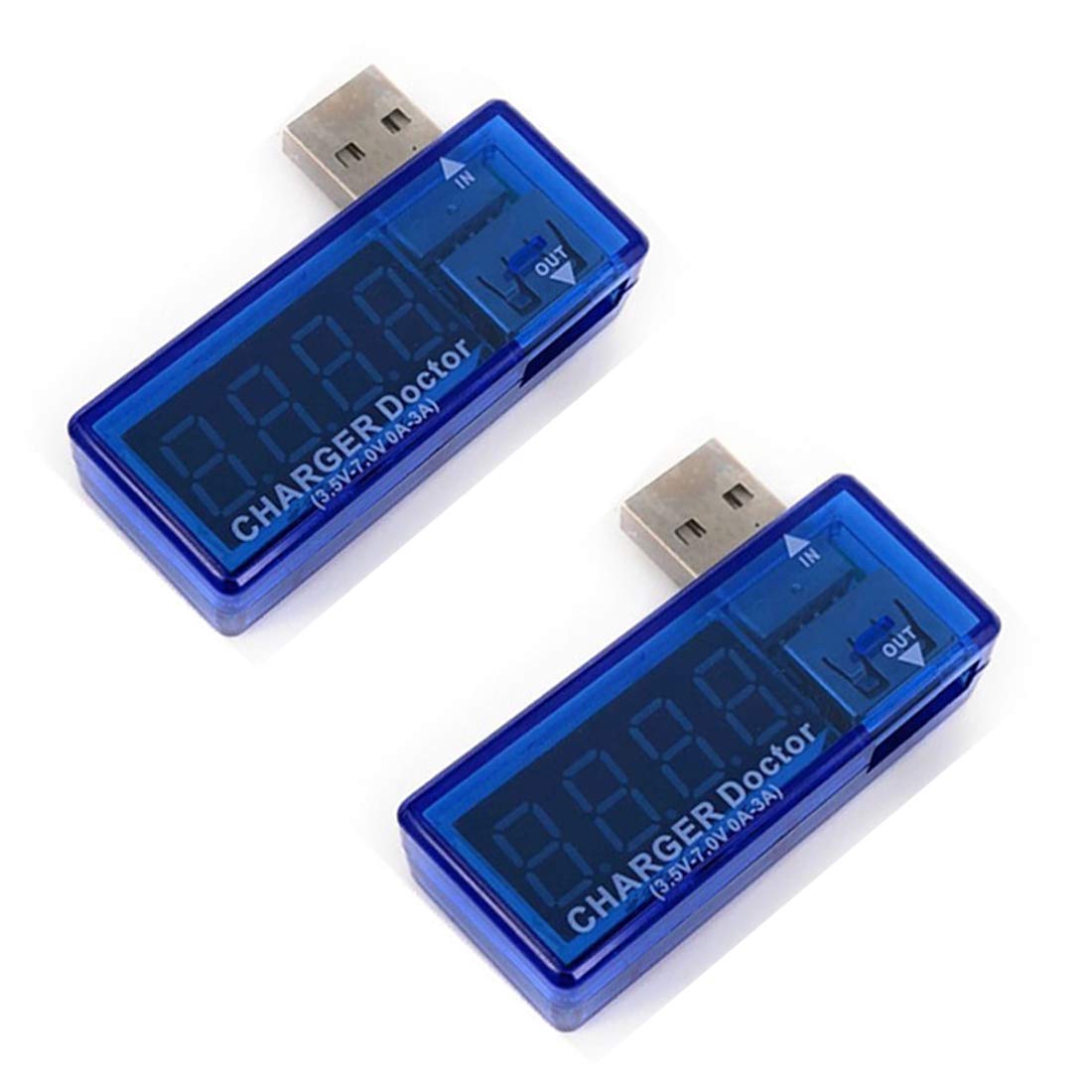 Hailege 2pcs USB Ladestrom Spannungsprüfer Charge Doctor USB Voltmeter Amperemeter Tester Messgerät Voltmeter Amperemeter mit LED-Anzeige von Hailege