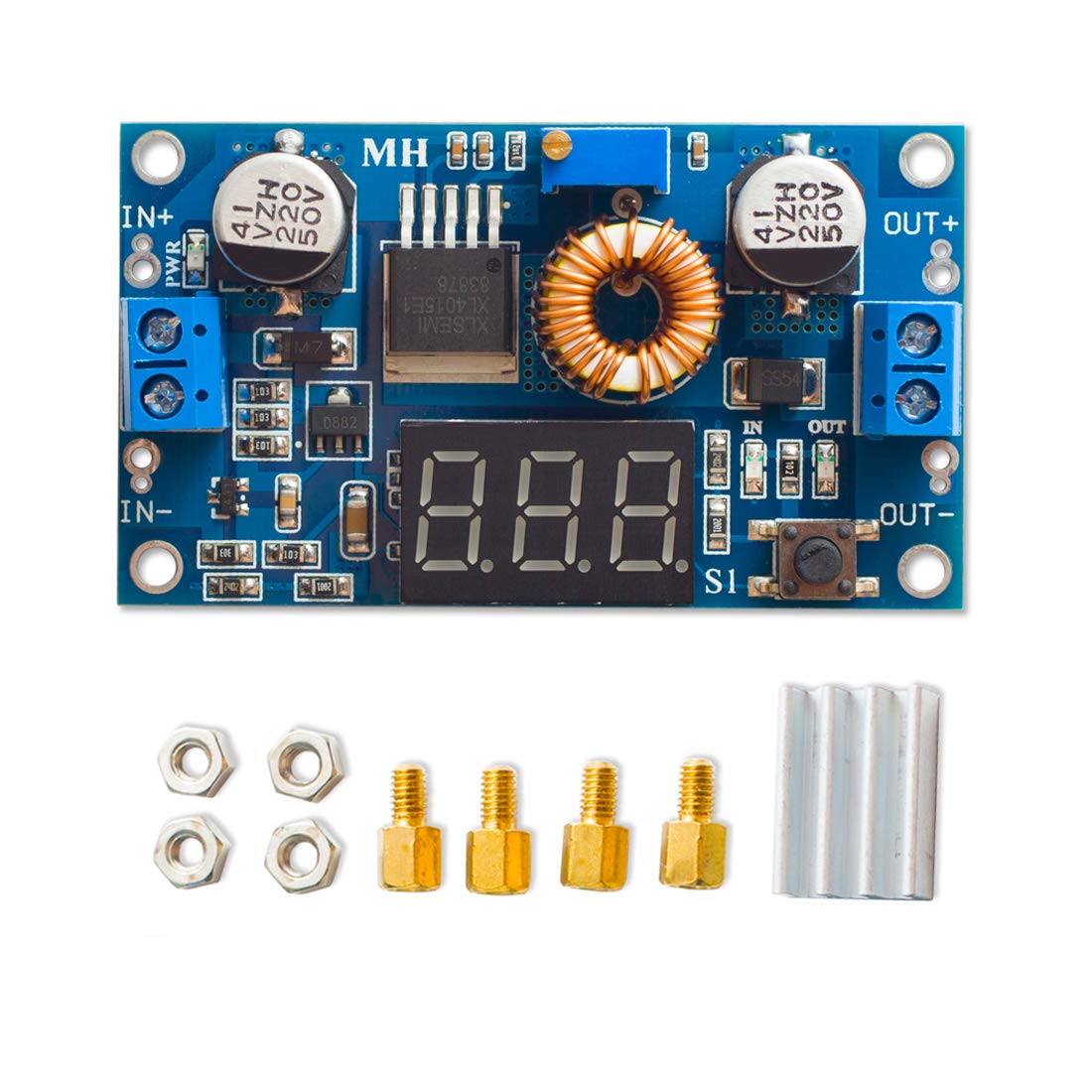 Hailege 5A 75W DC-DC Abwärts-Leistungsmodul Einstellbar mit LED-Voltmeter mit Säulen von Hailege