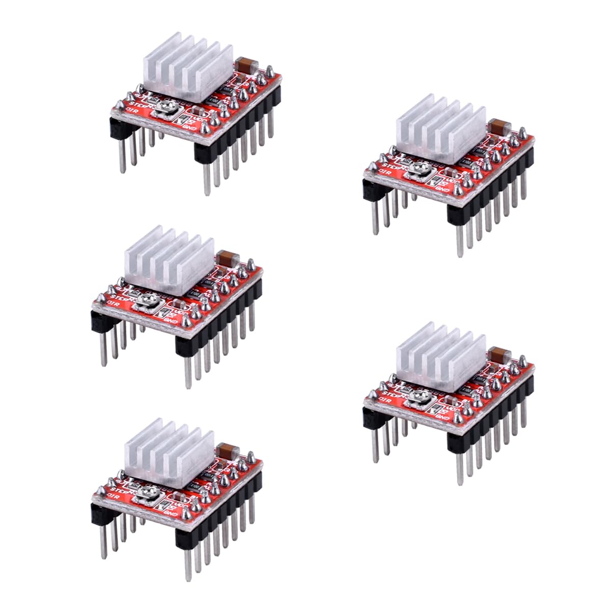 Hailege 5pcs A4988 Stepstick Stepper Motor Driver Module with Heat Sink for 3D Printer Reprap Suitable for Mendel Huxley von Hailege