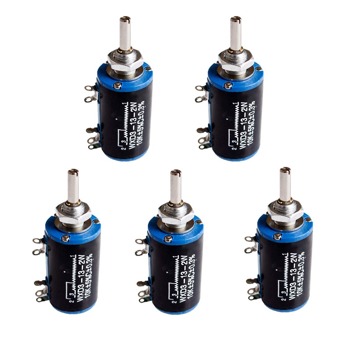 Hailege 5pcs WXD3-13-2W 10K Ohm Multi-Turn Drahtpotentiometer 10K Ohm von Hailege