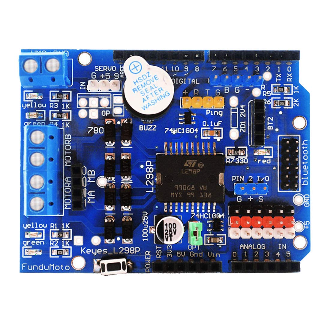 Hailege L298P Motortreibermodul Arduino UNO R3 Shield L298P Motorabschirmung H-Brücke Drive Shield Erweiterungsplatine Hochleistungs-DC-Schrittmotor-Controller für Arduino von Hailege