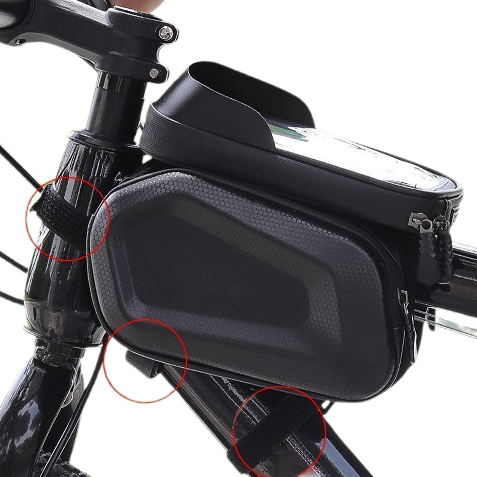 Hailerio Fahrrad-Telefonhalter-Tasche, wasserdichte Oberrohr-Tasche, Handyhalterung, Hartschalen-Rahmen, Aufbewahrungstasche, TPU-Telefon-Touch, leichter Oberrohr-Organizer für Outdoor, Radfahren, von Hailerio