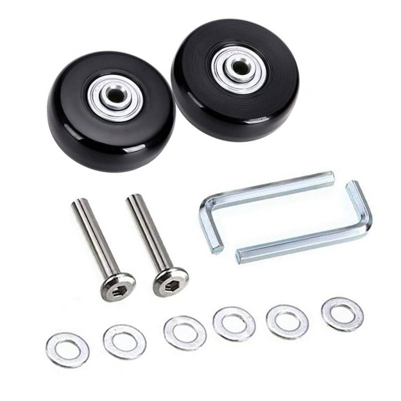 2 Stück Ersatz Rollen für Kofferrollen (50×18×6mm) Gummi Räder Ersatzrollen für 6mm kugellager Ersatzteile Mute Gepäck Ersatzräder Trolley Räder Gummikoffer Räder Wheels Rolle mit Metall Achsen Kits von Hainue