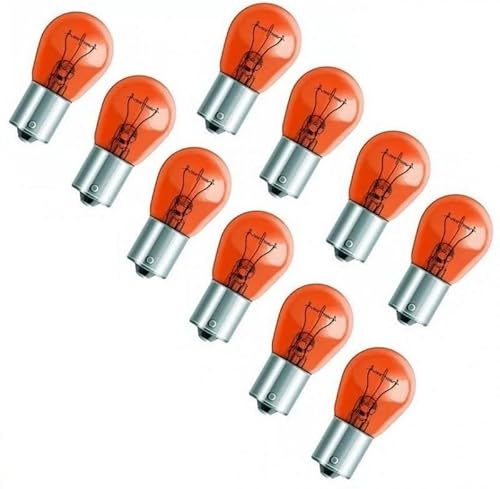 Hallenwerk 24V - 10 Stück - PY21W - BAU15S - 21W 24 Volt ORANG (versetzte Pins) Nfz LKW Beleuchtung Glühlampe Glassockellampe Glühbirne Soffitte Lampen von Hallenwerk