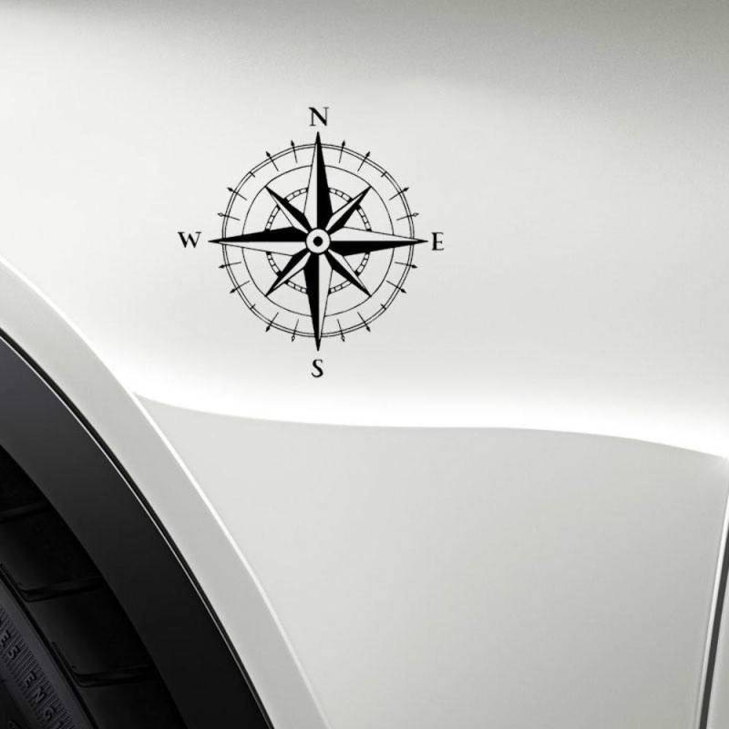 Compass Ninja Blade Round Fun Window Sticker Vinyl Decal 12.7CM x 12.7CM - Black von Handmade By Stukk