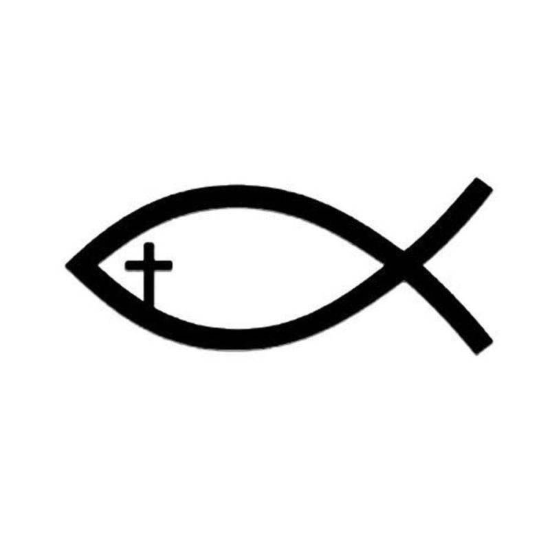 Jesus Fisch Tattoo Symbol Design Fun Bumper Fenster Aufkleber JDM Aufkleber 10cm x 4,2 cm - Schwarz von Handmade By Stukk