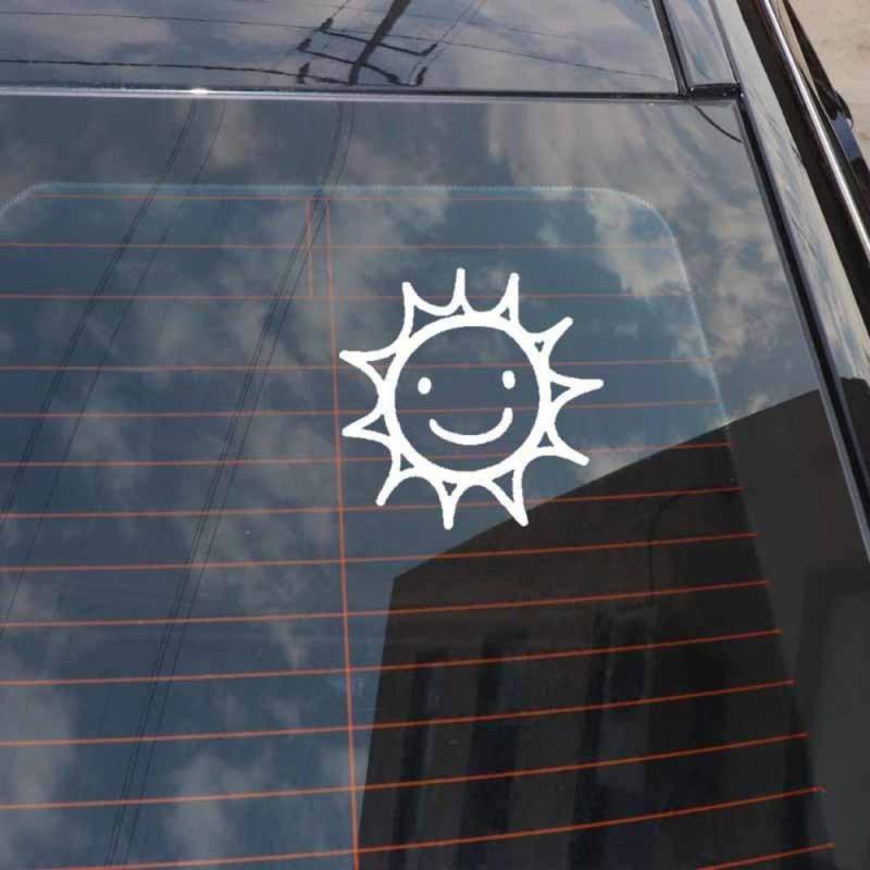 Stukk Stickers Lächeln Sun Funicatur Fun Fenster Stoßfänger Vinyl wasserdicht JDM-Aufkleber 15cmx14.9cm - Weiß von Handmade By Stukk