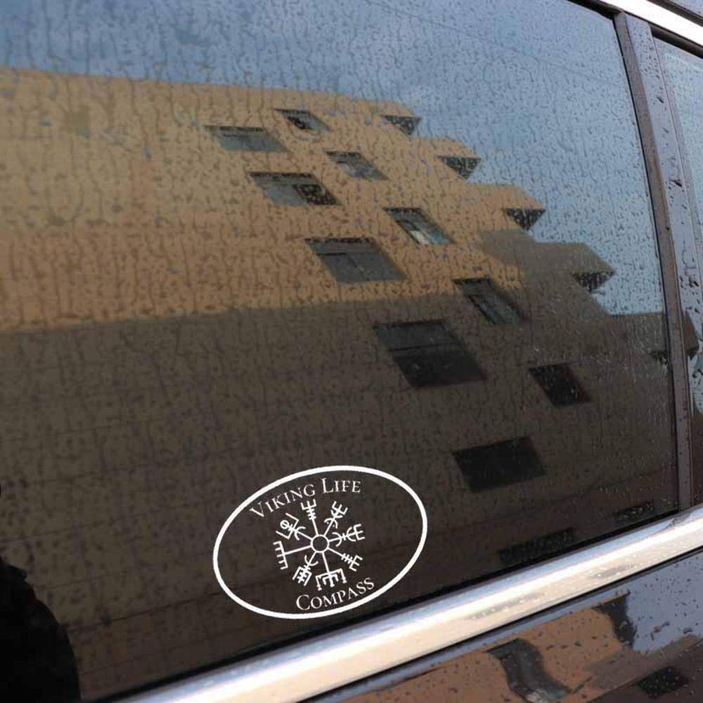 Stukk Stickers Oval Viking Life Compass Fun Fenster Autoaufkleber Vinyl Aufkleber 15 cm x 10 cm - Weiß von Handmade By Stukk