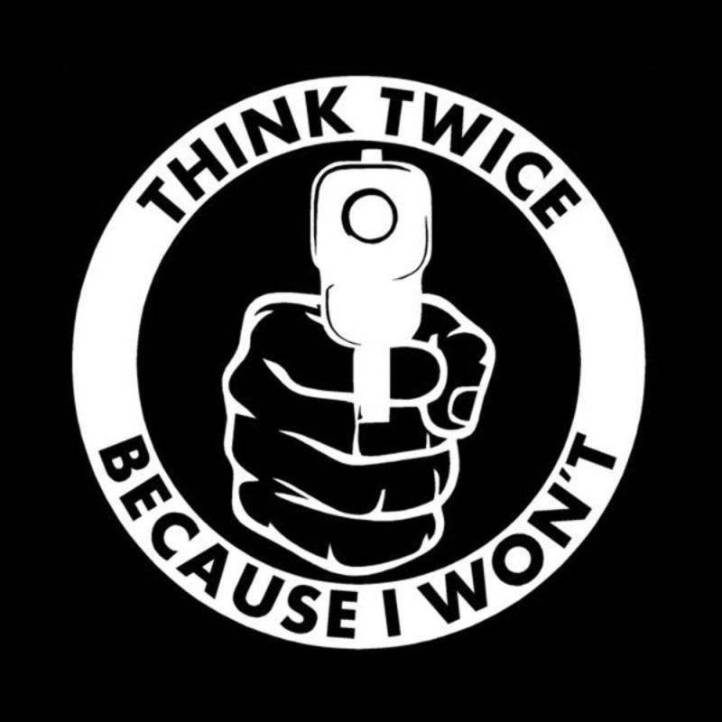 Stukk Stickers Think Twice Because I Won't Fun Bumper Window Vinyl Decal Sticker 12.7CMx12.7CM - White von Handmade By Stukk