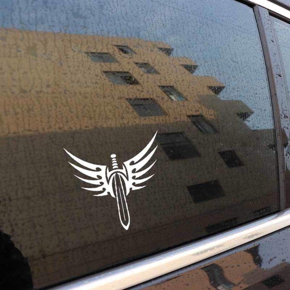 Wing Warrior's Sword Fun Window Bumper Sticker Vinyl Decal 12.7CM X 12.2CM - White von Handmade By Stukk