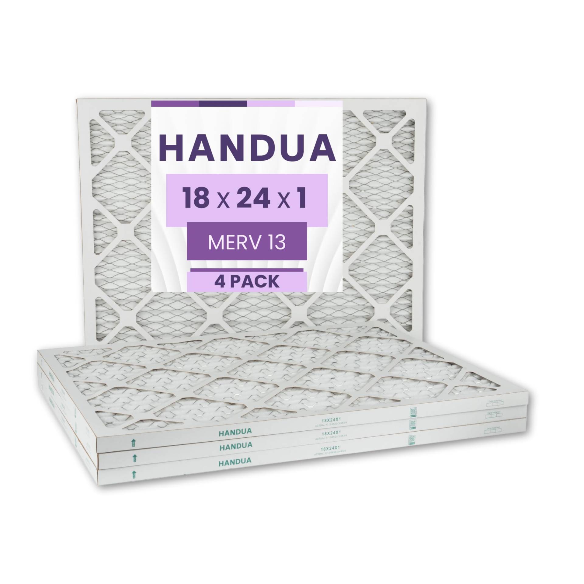 Handua 18 x 24 x 1 Luftfilter MERV 13, beschichteter Ofen AC Air Ersatzfilter, 4 Stück (tatsächliche Größe: 45,1 x 60,3 x 1,9 cm) von Handua