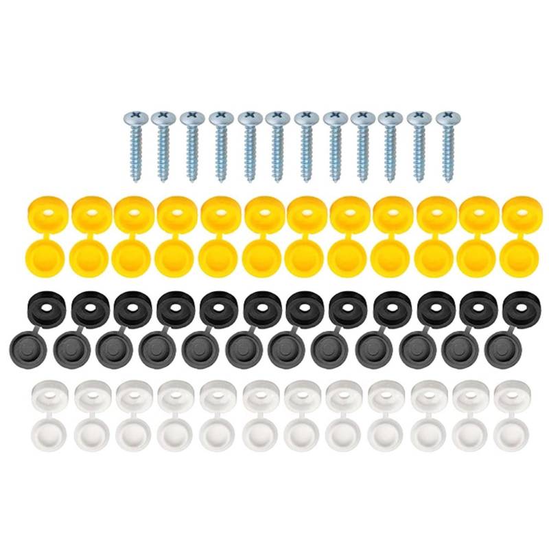 Packung Mit 48 Edelstahl Kfz Kennzeichen Schraubkappen Befestigungssätzen In DREI Farben Für Eine Einfache Fahrzeuginstallation von Haodream
