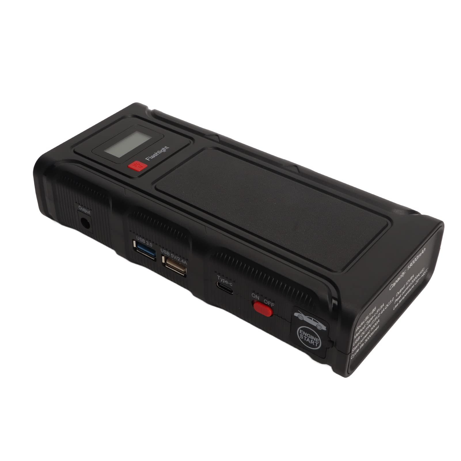 Auto-Starthilfe 12 V, 2000 A Peak Auto Jump Starter Überlastschutz, Stoßfest 18000 MAh mit SOS-POS-Funktion für Trimmer Bis zu 8 L Benzin (EU-Stecker) von Haofy