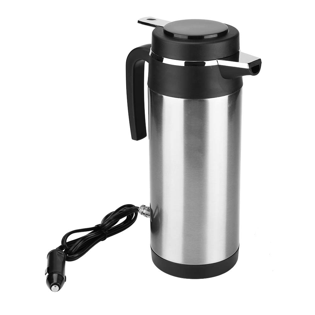 Elektrischer Wasserkocher Im Auto, 1200ML 12V/24V Tragbarer Edelstahl Elektrischer Wasserkocher Im Auto Reise-Thermosflaschen Heizung Wasserflasche für Warmwasser, Kaffee, Tee(24V) von Haofy