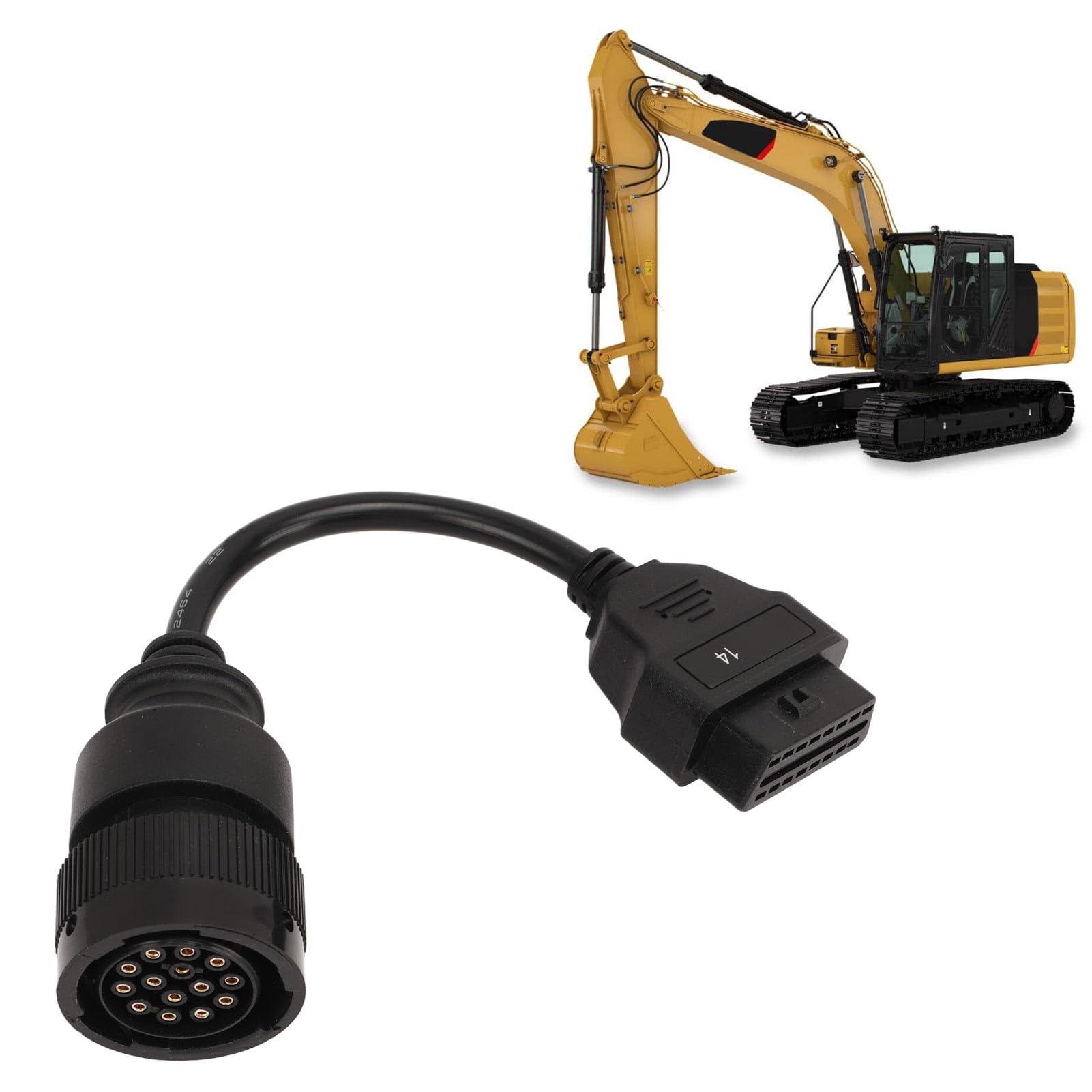 Haofy 14-poliger Auto-Diagnose-Scanner-Stecker-Adapter, Diagnose-Kabel-Adapter, Diagnose-Verbindungsstecker-Ersatz für Caterpillar Truck von Haofy