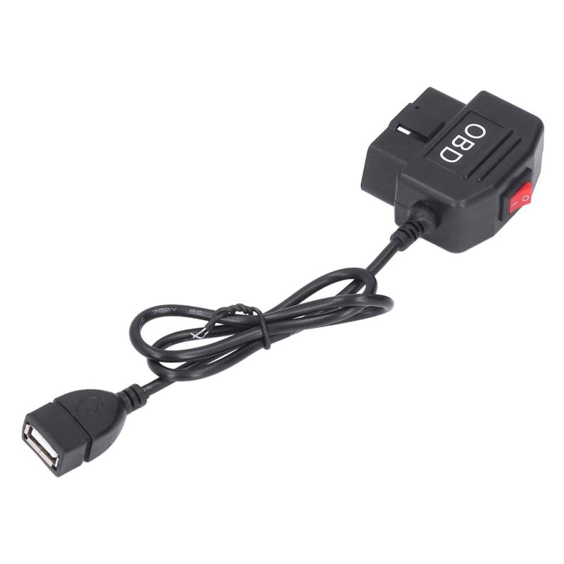 OBD Power Adapter Kabel, 12V/24V auf 5V Step-Down Leitung, 3A Ausgang, 24-Stunden Überwachung für Dashcam, Telefonladung, für Universelle OBD-Modelle mit Schaltfläche für von Haofy