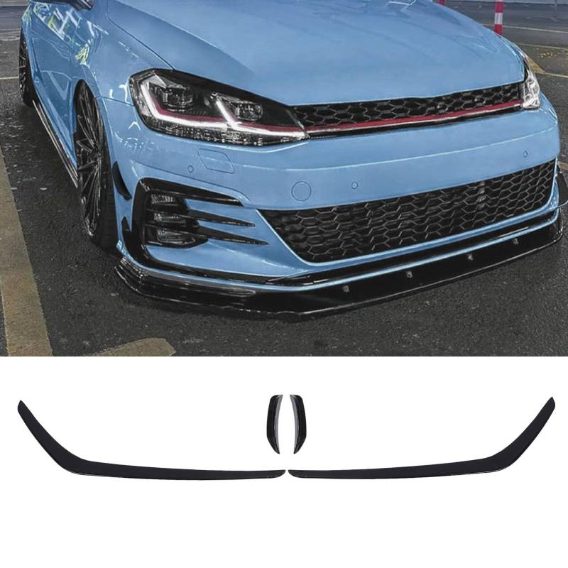 Vordere Stoßstange Lip Air Splitter Spoiler, Vordere Stoßfängerluftsplitter Glänzend Schwarz, Vordere Stoßfänger-Splitterverkleidung für 7.5 GTI 2017-2019 von Haofy