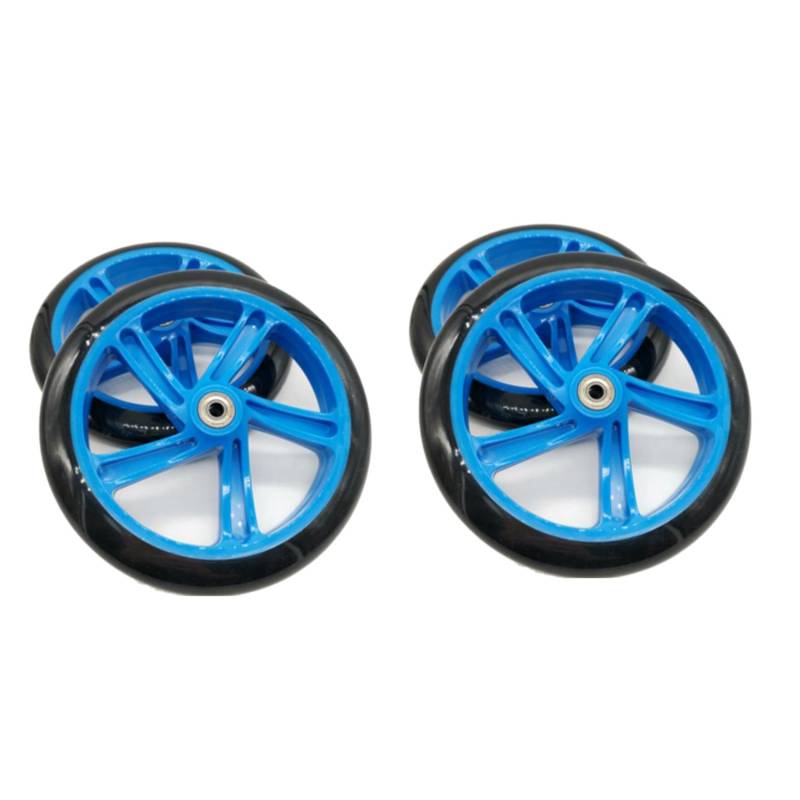 Haopeuk 4 Stück Rollerrad 200 mm Pu Material Radstärke 30 mm ABEC-7 Kugellager Rollerzubehör,Blau von Haopeuk